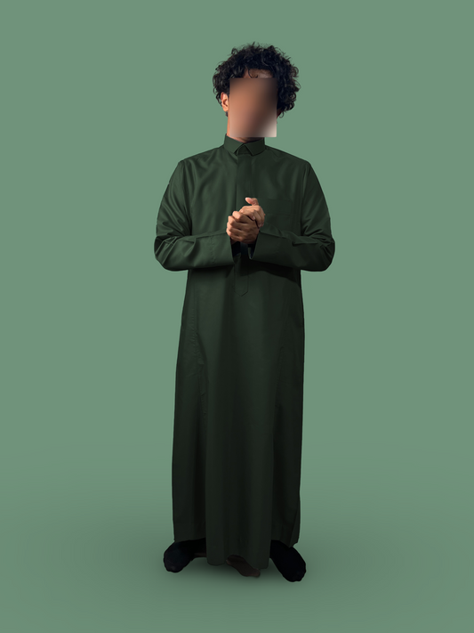 Green Saudi Thobe - Shirt collar