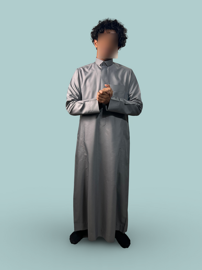 Grey Saudi Thobe - Shirt collar